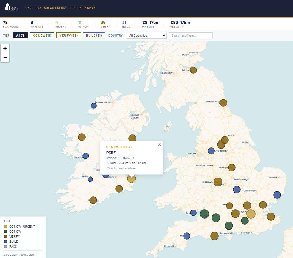 DF-03 Solar · Ireland & UK pipeline · Tier A cohort geocoded